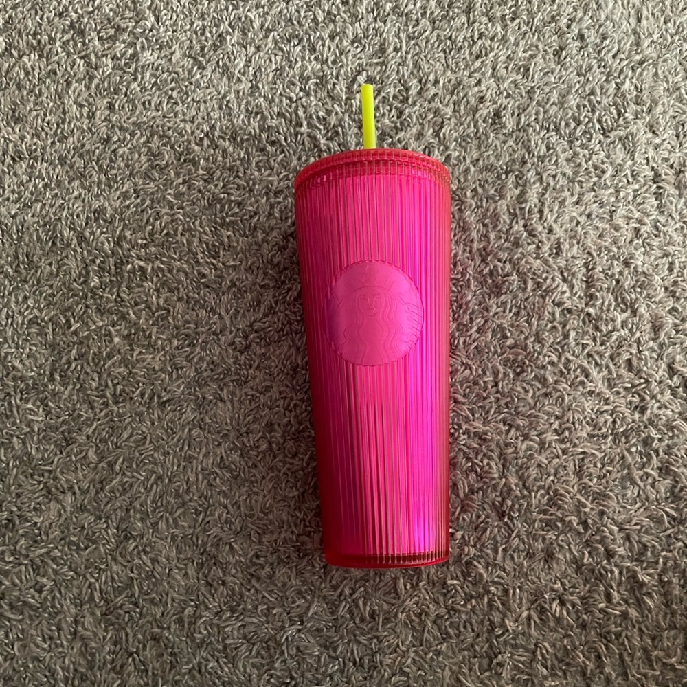 Starbucks Pink Tumbler with Yellow Straw
